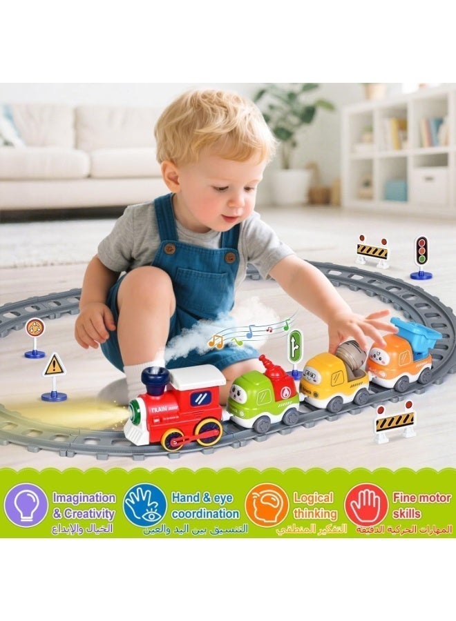 LBMT Magnetic Car Toys with Tracks & Storage Bag,Toddler Toys for Age 3-8,Electric Train Set with Steam Spray,Sound & Lights,and Road Signs,Toddler Birthday/Party/Festival Gift for 3+ Year Old Boys Girls - Image 5